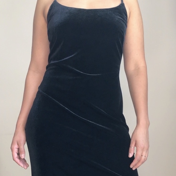 Dresses & Skirts - Vintage Black Velvet Dress Made in USA Circa 1980s